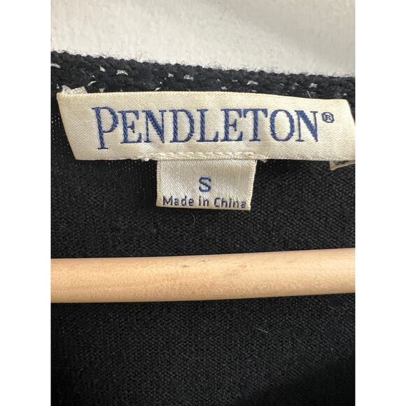 Vintage Pendleton Wool Cardigan Long Sleeve Sweater Beaded Collar, Black Small - Picture 3 of 6